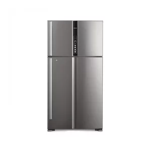 Hitachi two-door refrigerator, 21.2 feet, shiny steel