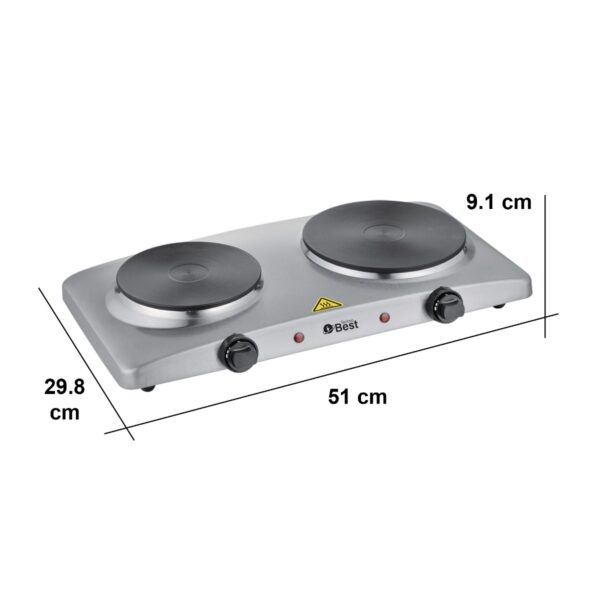 Tecno Best electric cooking stove, 2500 watts, two burners, stainless steel
