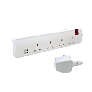 Legrand power plug package, 3 meters, 4 outlets, with two USB ports, black and white
