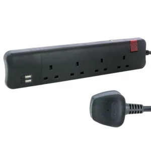 Legrand 4-port power outlet with two USB ports, black
