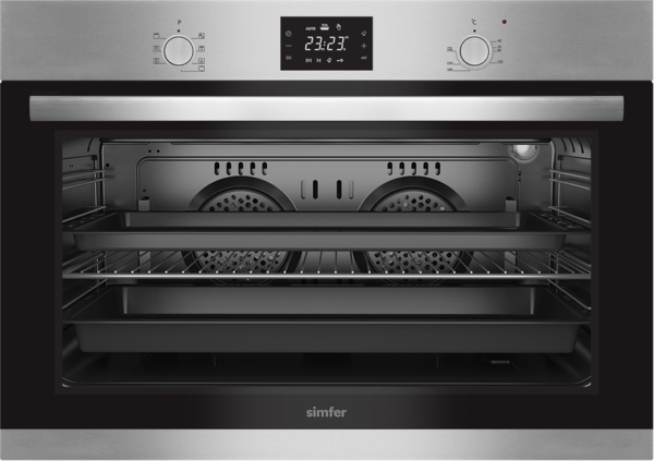 Built-in Electric Oven, Simfer, 90 cm, 2 Fans, Steel