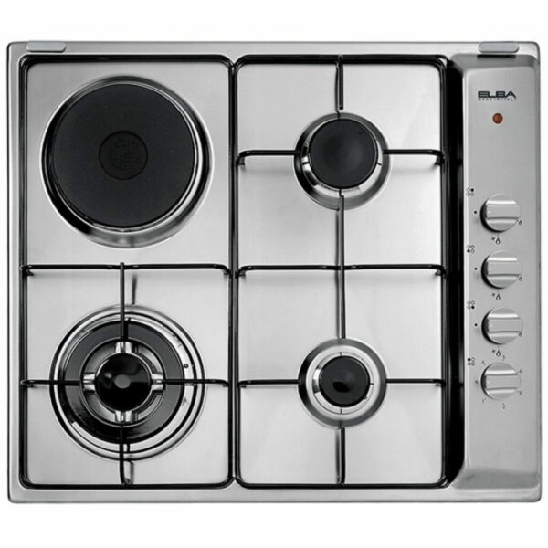 Elba Gas and electric hob, 4 burners, 60 cm, steel sides