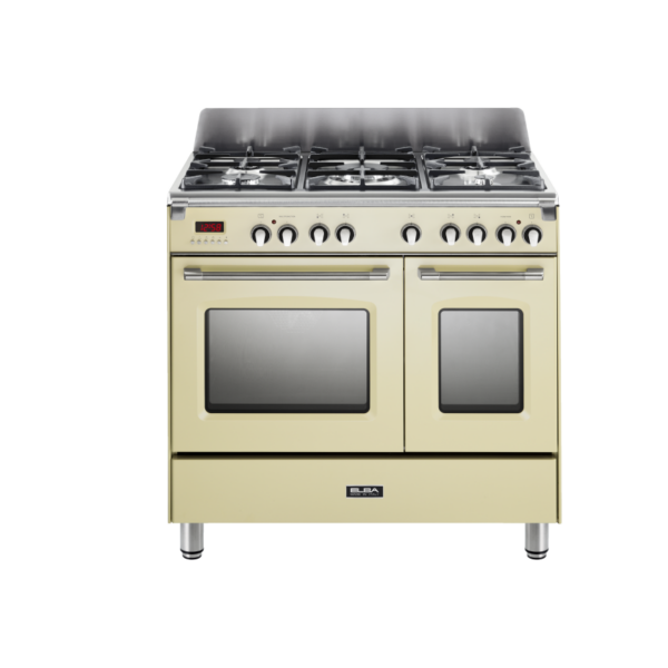 Elba electric and gas oven, 5 burners, 90 cm, beige