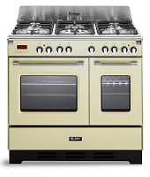 Elba oven, two doors, gas and electric, 5 burners, free standing, beige