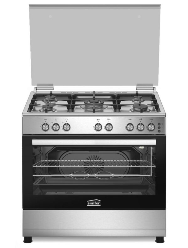 Free standing oven, 60x90, steel, 5 burners, self-igniting, heavy grate