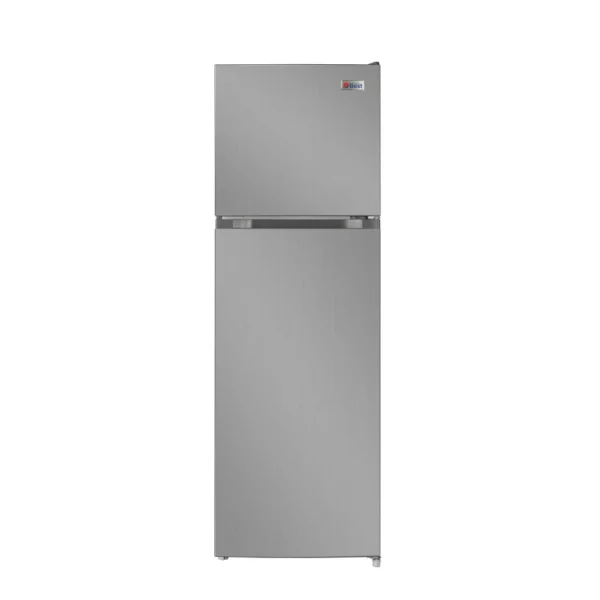 Technobest refrigerator, 250 liter capacity, 8.9 feet, two doors, anti-freeze - silver