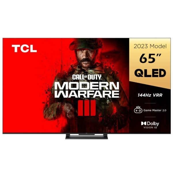 TCL 65-inch screen, QLED UHD Google TV, 144 Hz