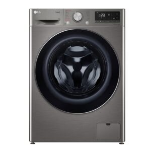 LG washing machine, front load, 9 kg washing capacity, silver
