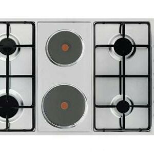 Glem Gas Built-in Stove - 86 cm - 4 Gas Burners, 2 Electric Burners - Steel
