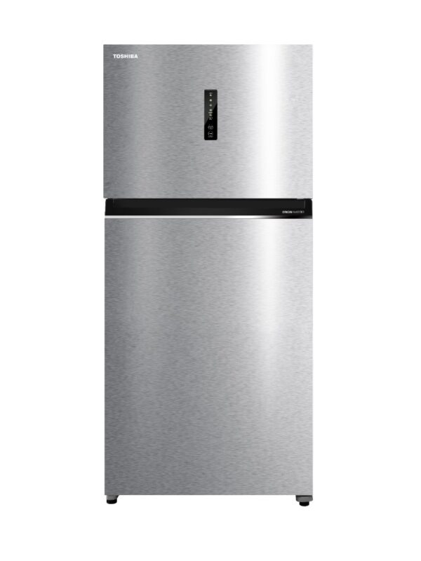 Toshiba two-door refrigerator with top freezer - (21.5 feet, 608 litres) - inverter - steel
