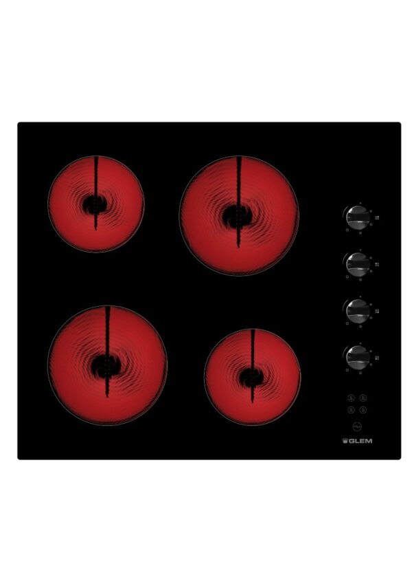 Glem Gas Built-in Electric Surface - 58 cm, 4 Burners - Full Safety - Black